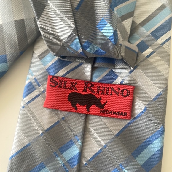 Handmade Blue Grey Striped Tie by Silk Rhino - Boarding School Attire - Picture 7 of 9